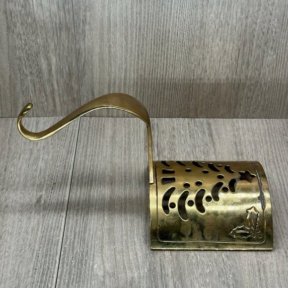 Vintage Pair Metal Brass Tree Christmas Stocking Hanger Hook Holiday Decor Gold - Picture 8 of 11